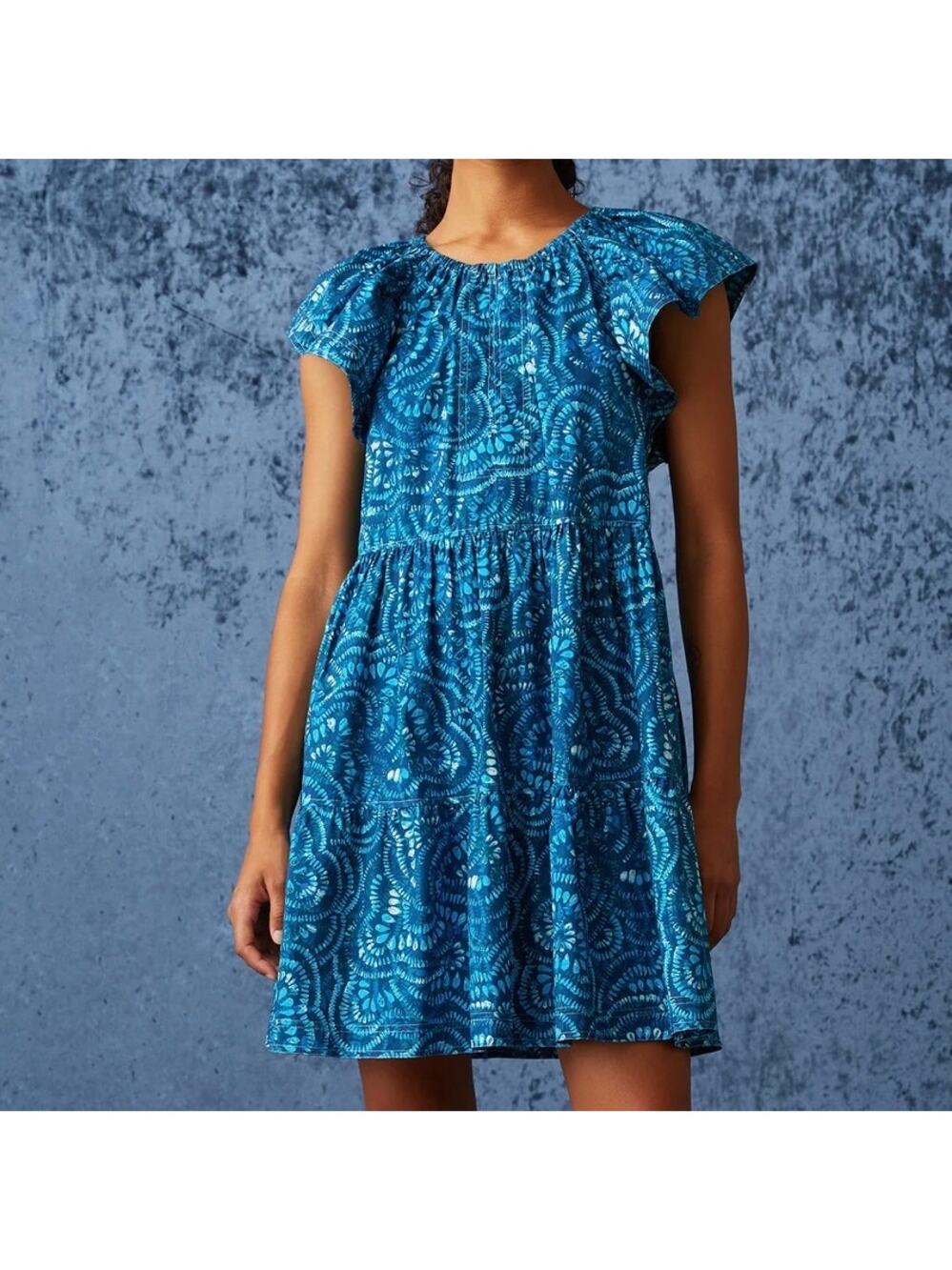 Marie Oliver Blue Maui Burst Flutter Sleeve Kara Dress
